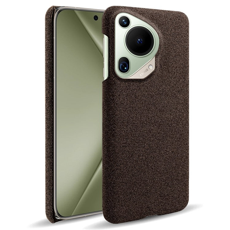 For Huawei Pura 70 Ultra Case Cloth Texture PC Phone Cover Incomplete Covering - Brown