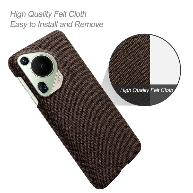 For Huawei Pura 70 Ultra Case Cloth Texture PC Phone Cover Incomplete Covering - Brown