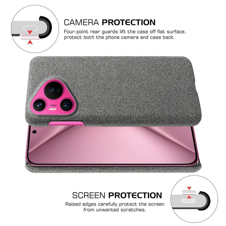 For Huawei Pura 70 Case Anti-Drop Cloth+PC Slim Phone Cover - Grey