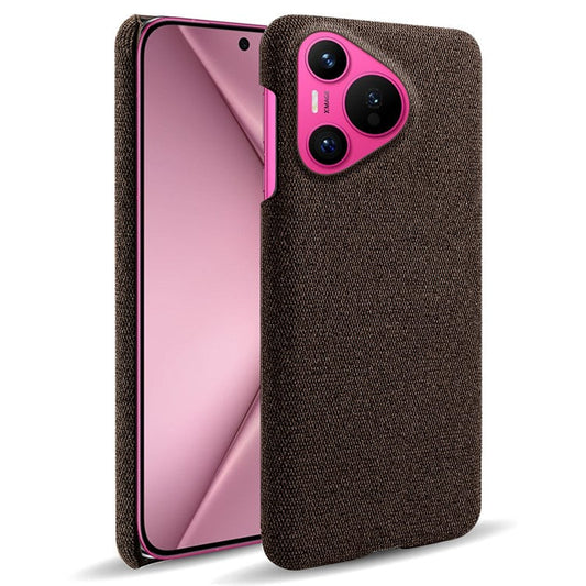 For Huawei Pura 70 Case Anti-Drop Cloth+PC Slim Phone Cover - Brown