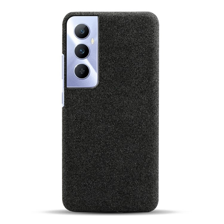 For Realme C65 4G Case Cloth + PC Phone Cover Anti-Fingerprint - Black
