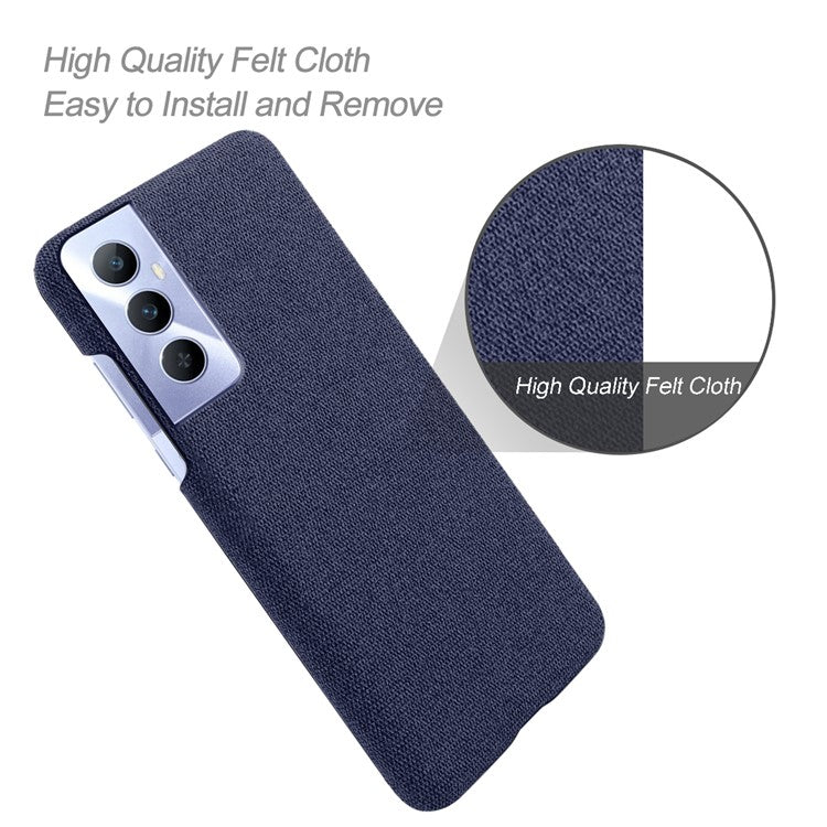 For Realme C65 4G Case Cloth + PC Phone Cover Anti-Fingerprint - Blue