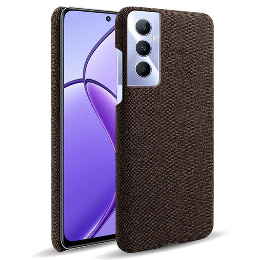 For Realme C65 4G Case Cloth + PC Phone Cover Anti-Fingerprint - Brown