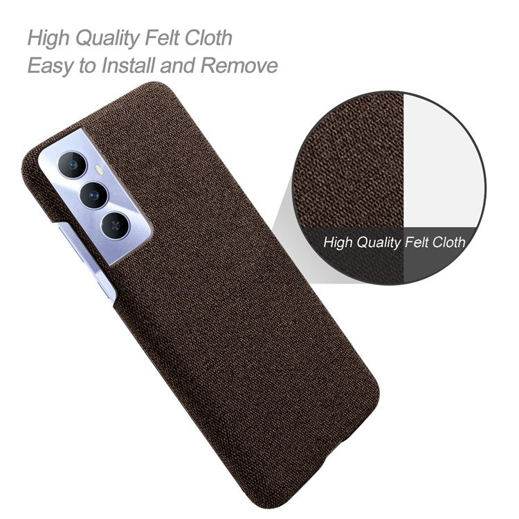 For Realme C65 4G Case Cloth + PC Phone Cover Anti-Fingerprint - Brown