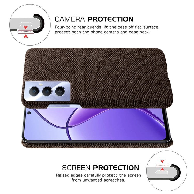 For Realme C65 4G Case Cloth + PC Phone Cover Anti-Fingerprint - Brown
