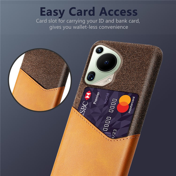 For Huawei Pura 70 Ultra Case Card Slot Cloth Texture PC Phone Cover - Orange