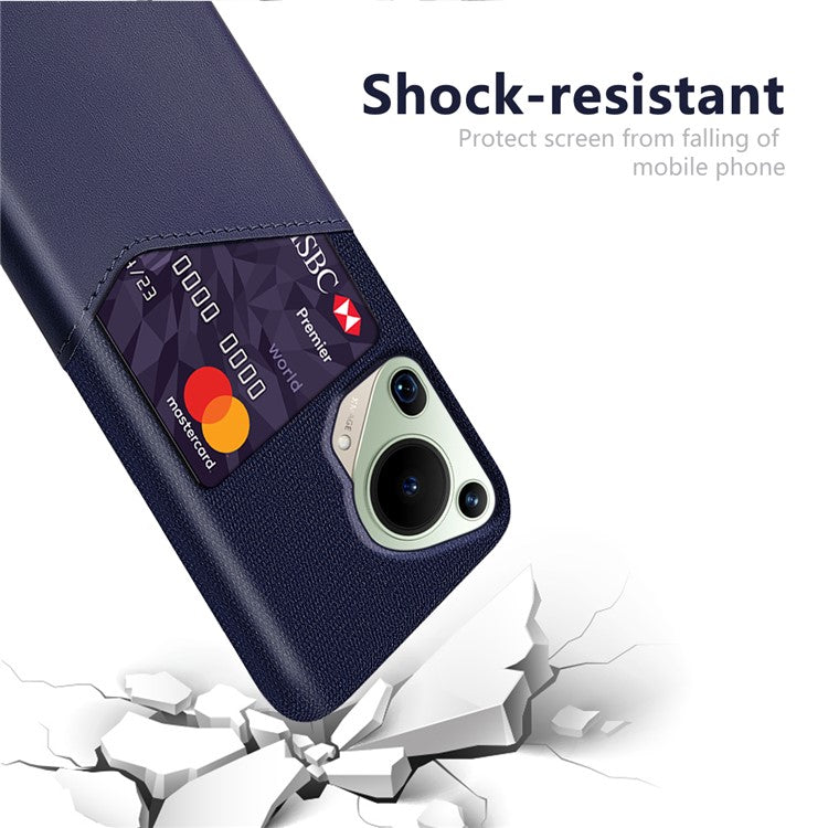 For Huawei Pura 70 Ultra Case Card Slot Cloth Texture PC Phone Cover - Blue