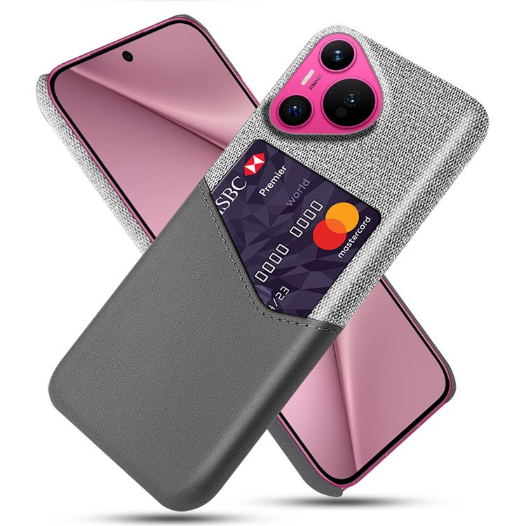 For Huawei Pura 70 Slim Case Card Slot PC Phone Cover Cloth Texture - Grey