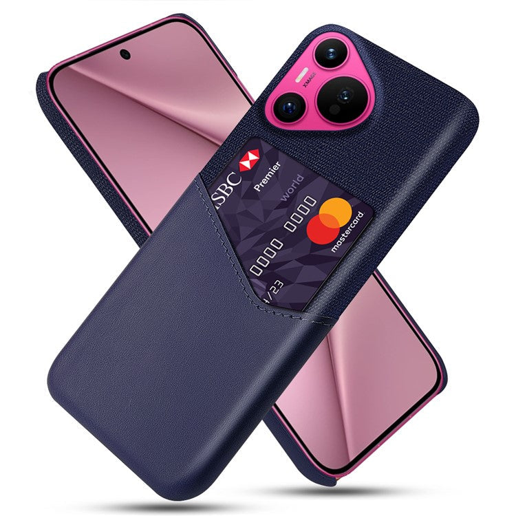For Huawei Pura 70 Slim Case Card Slot PC Phone Cover Cloth Texture - Blue