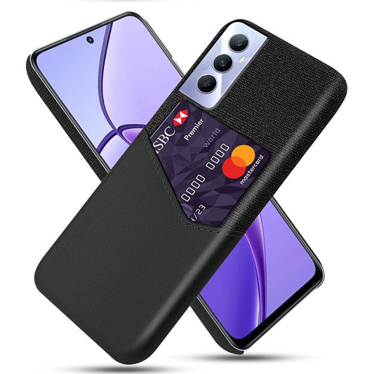 For Realme C65 4G Case Card Slot PU Leather+PC Hard Phone Cover - Black