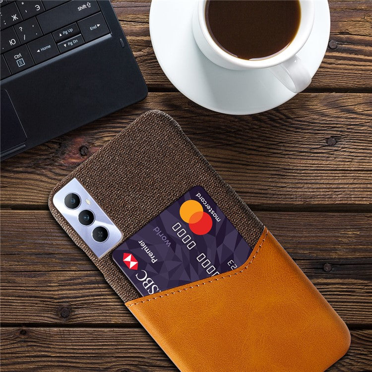 For Realme C65 4G Case Card Slot PU Leather+PC Hard Phone Cover - Orange