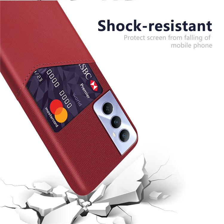 For Realme C65 4G Case Card Slot PU Leather+PC Hard Phone Cover - Red