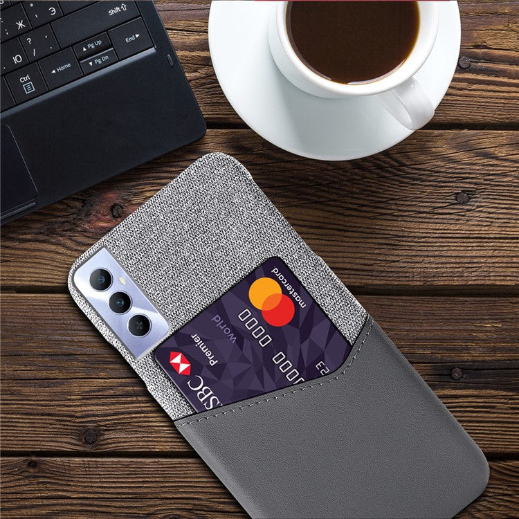 For Realme C65 4G Case Card Slot PU Leather+PC Hard Phone Cover - Grey