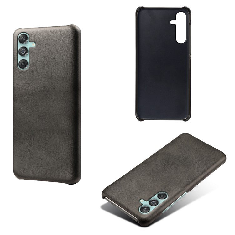 For Samsung Galaxy M55 5G / C55 5G / F55 5G Case PU Leather + Hard PC Phone Cover Calf Texture - Black