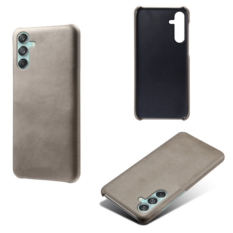 For Samsung Galaxy M55 5G / C55 5G / F55 5G Case PU Leather + Hard PC Phone Cover Calf Texture - Grey
