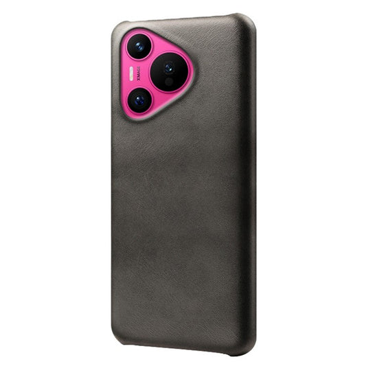 For Huawei Pura 70 Case Calf Texture Leather Coated Hard PC Phone Cover - Black