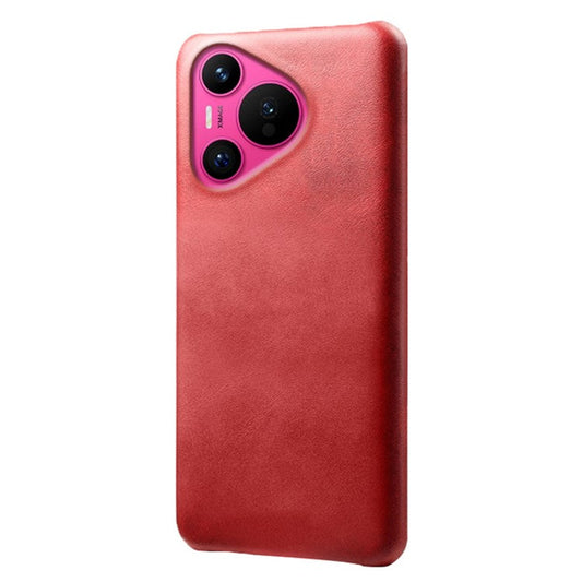 For Huawei Pura 70 Case Calf Texture Leather Coated Hard PC Phone Cover - Red