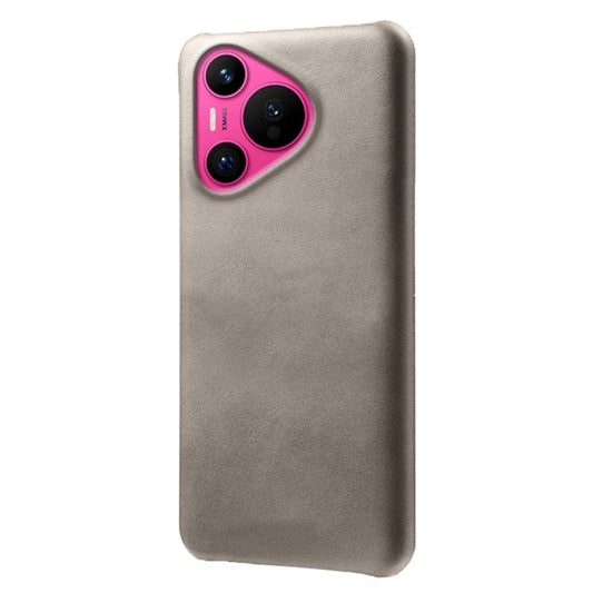 For Huawei Pura 70 Case Calf Texture Leather Coated Hard PC Phone Cover - Grey