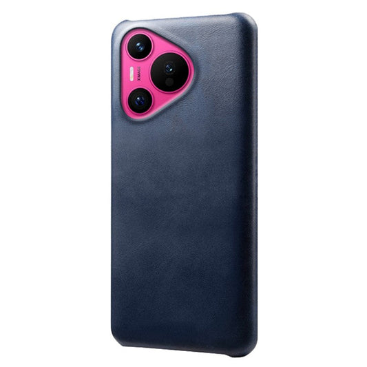 For Huawei Pura 70 Case Calf Texture Leather Coated Hard PC Phone Cover - Blue