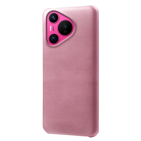 For Huawei Pura 70 Case Calf Texture Leather Coated Hard PC Phone Cover - Rose Gold