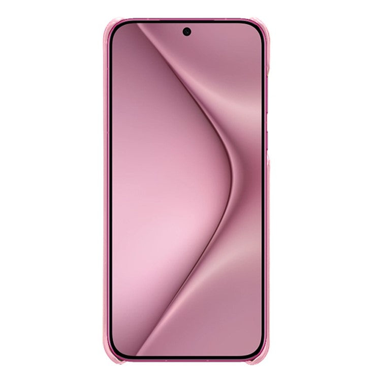 For Huawei Pura 70 Case Calf Texture Leather Coated Hard PC Phone Cover - Rose Gold