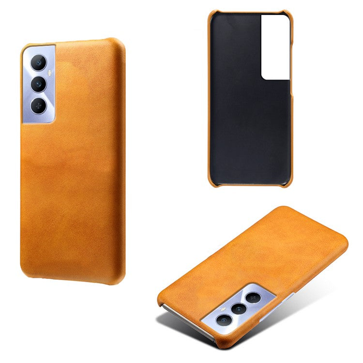 For Realme C65 4G Cases Anti-Drop Leather + PC Phone Cover Calf Texture - Orange