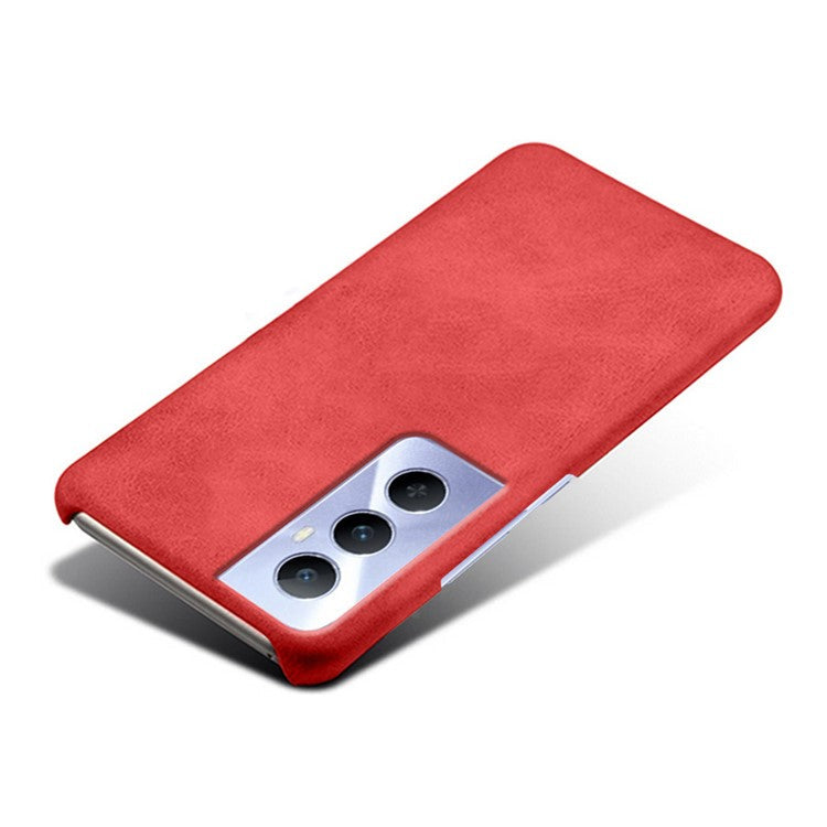 For Realme C65 4G Cases Anti-Drop Leather + PC Phone Cover Calf Texture - Red