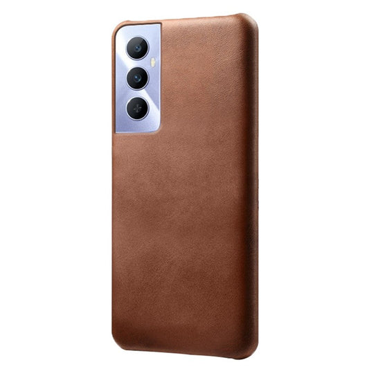 For Realme C65 4G Cases Anti-Drop Leather + PC Phone Cover Calf Texture - Brown