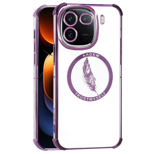 KADEM For vivo iQOO 12 5G TPU Case Four Corners Enhanced Electroplating Phone Cover - Purple
