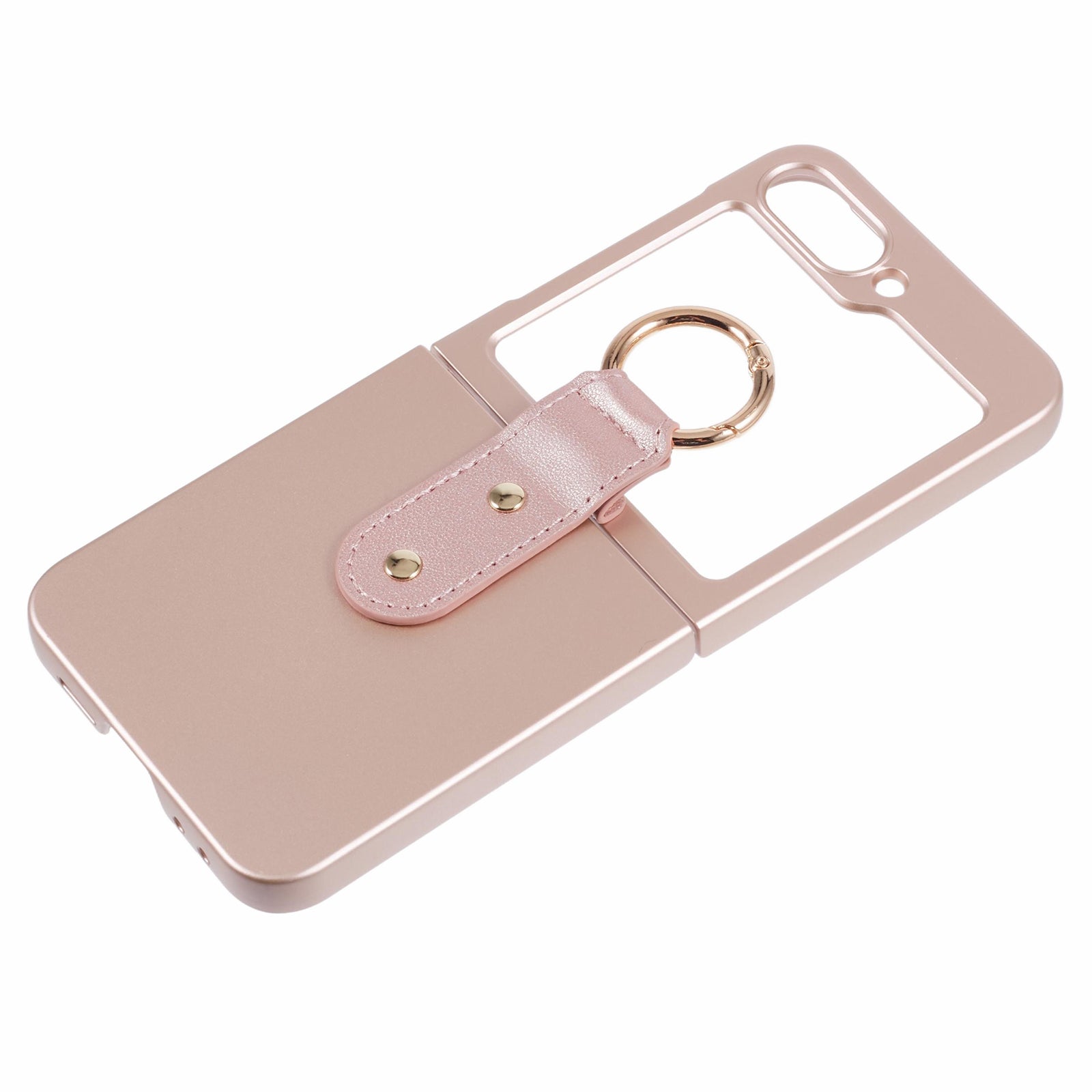 For Samsung Galaxy Z Flip6 5G Case Finger Ring Ultra Slim Rubberized PC Phone Cover - Rose Gold