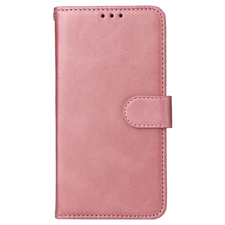For iPhone 16 Plus Leather Wallet Case Calf Texture Magnetic Clasp Cell Phone Cover - Pink