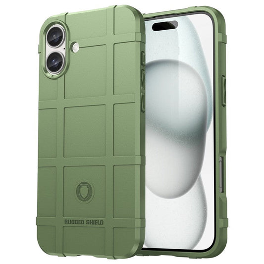 For iPhone 16 Plus Case Soft TPU Phone Cover Square Grid Texture Anti-Slip - Green