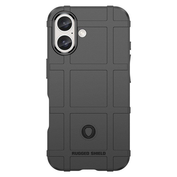 For iPhone 16 Case Square Grid Texture Soft TPU Protective Phone Cover - Black