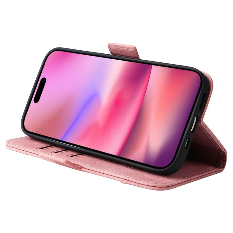 BETOPNICE 001 for iPhone 16 Case Leather Phone Cover Handbag Flip Stand Protective - Pink