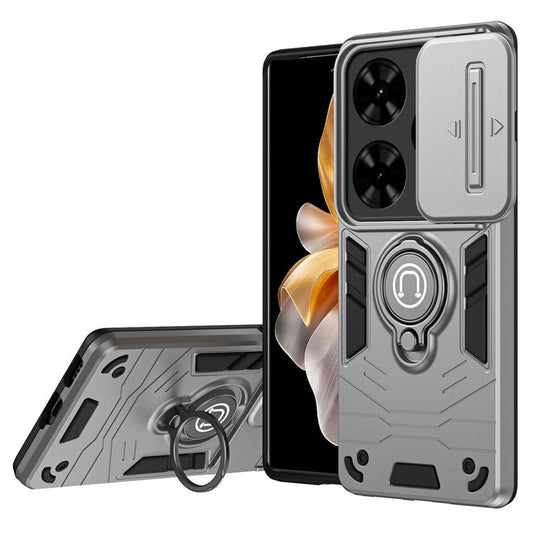 For TECNO Spark Go 2024 4G / Spark 20 / Infinix Smart 8 Case Kickstand PC+TPU Phone Cover - Grey