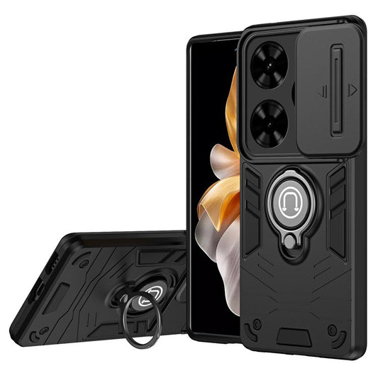 For TECNO Spark Go 2024 4G / Spark 20 / Infinix Smart 8 Case Kickstand PC+TPU Phone Cover - Black