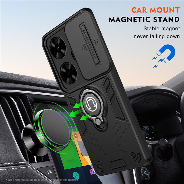 For TECNO Spark Go 2024 4G / Spark 20 / Infinix Smart 8 Case Kickstand PC+TPU Phone Cover - Black