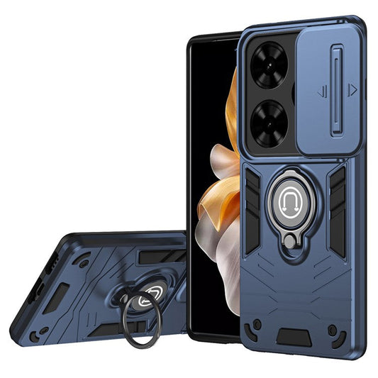 For TECNO Spark Go 2024 4G / Spark 20 / Infinix Smart 8 Case Kickstand PC+TPU Phone Cover - Blue