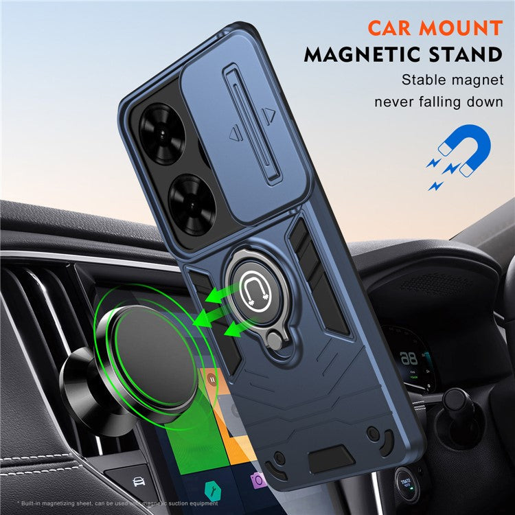 For TECNO Spark Go 2024 4G / Spark 20 / Infinix Smart 8 Case Kickstand PC+TPU Phone Cover - Blue