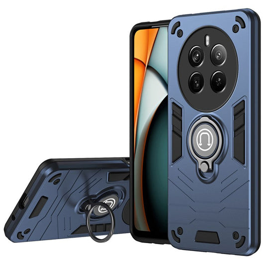 For Realme 12 Pro 5G / 12 Pro+ 5G Case PC+TPU Phone Cover with Ring Kickstand - Blue