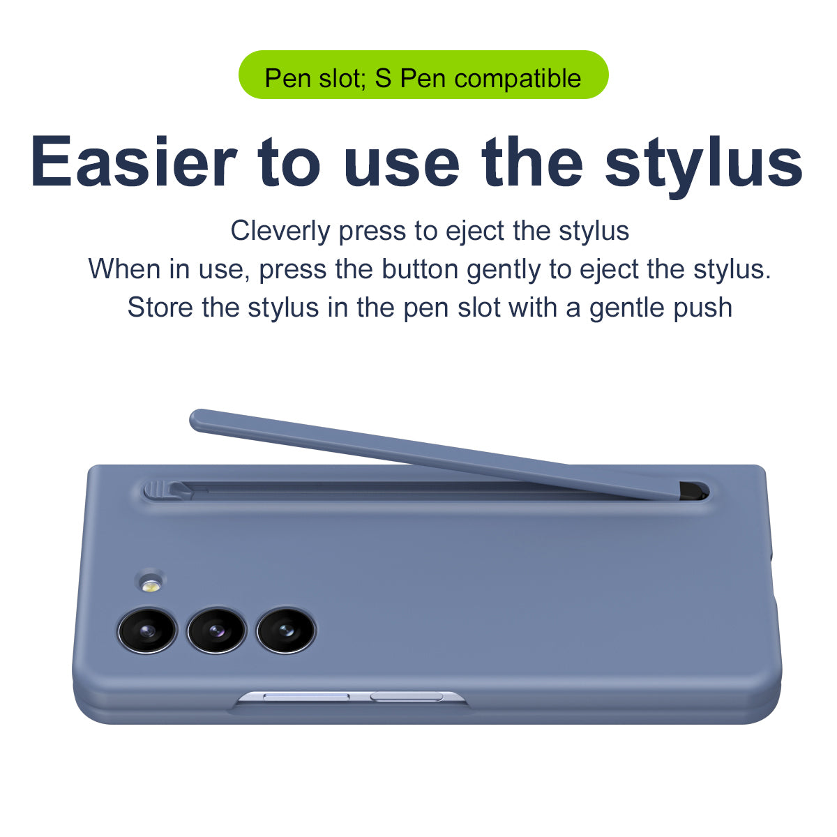 For Samsung Galaxy Z Fold6 5G Case Shockproof Phone Cover with Stylus / Tempered Glass Film - Blue+Blue Stylus