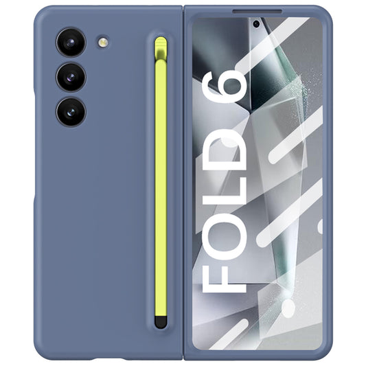 For Samsung Galaxy Z Fold6 5G Case Shockproof Phone Cover with Stylus / Tempered Glass Film - Blue+Green Stylus