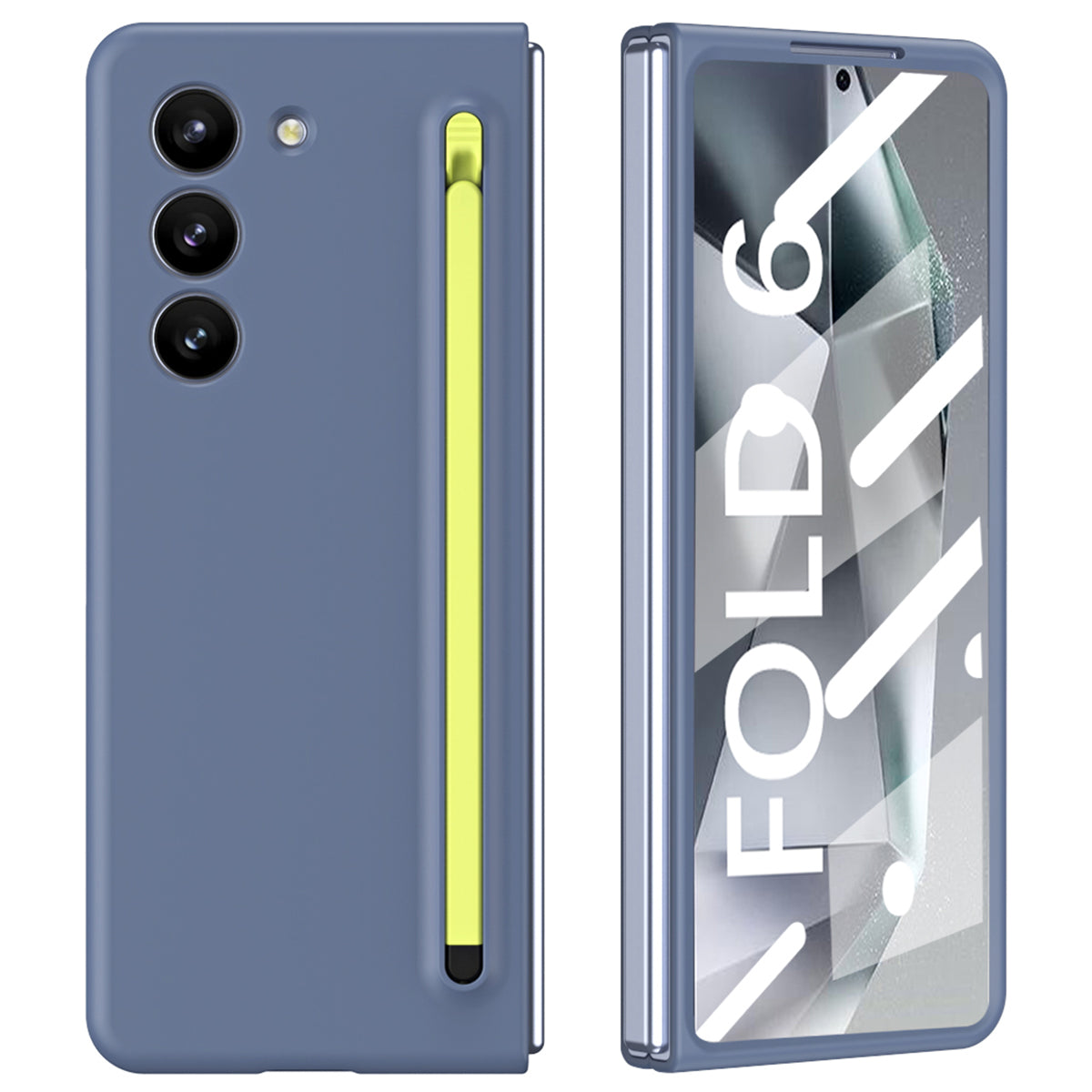 For Samsung Galaxy Z Fold6 5G Case Shockproof Phone Cover with Stylus / Tempered Glass Film - Blue+Green Stylus