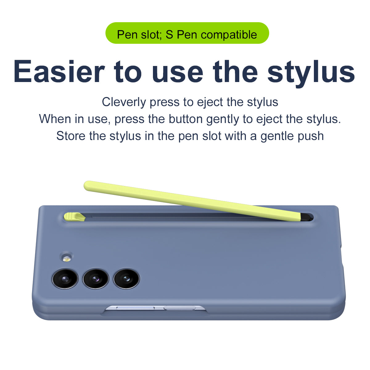 For Samsung Galaxy Z Fold6 5G Case Shockproof Phone Cover with Stylus / Tempered Glass Film - Blue+Green Stylus