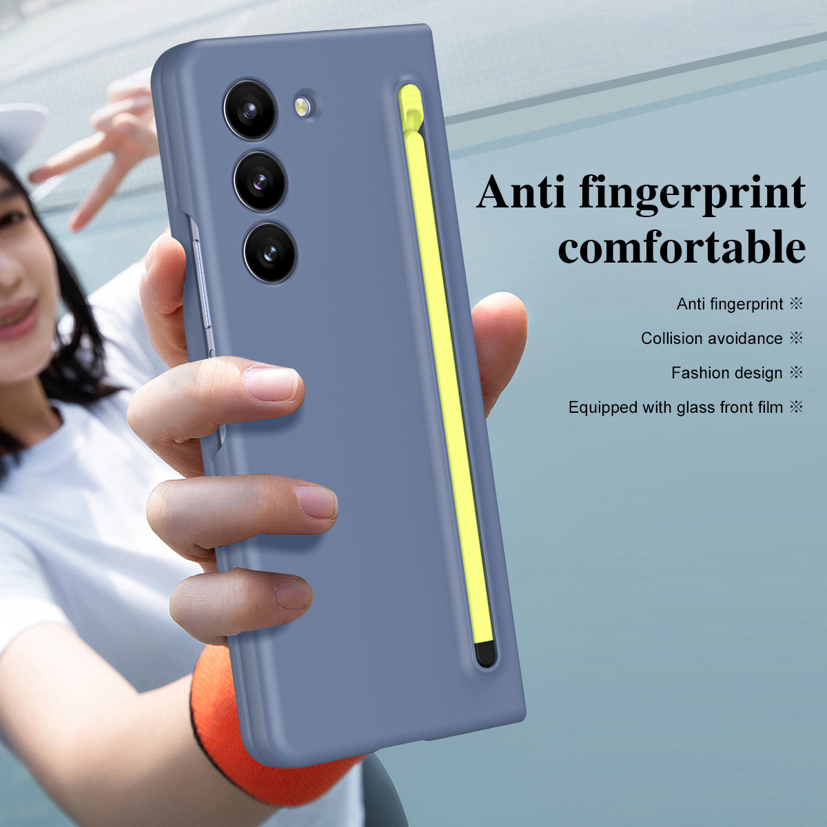 For Samsung Galaxy Z Fold6 5G Case Shockproof Phone Cover with Stylus / Tempered Glass Film - Blue+Green Stylus
