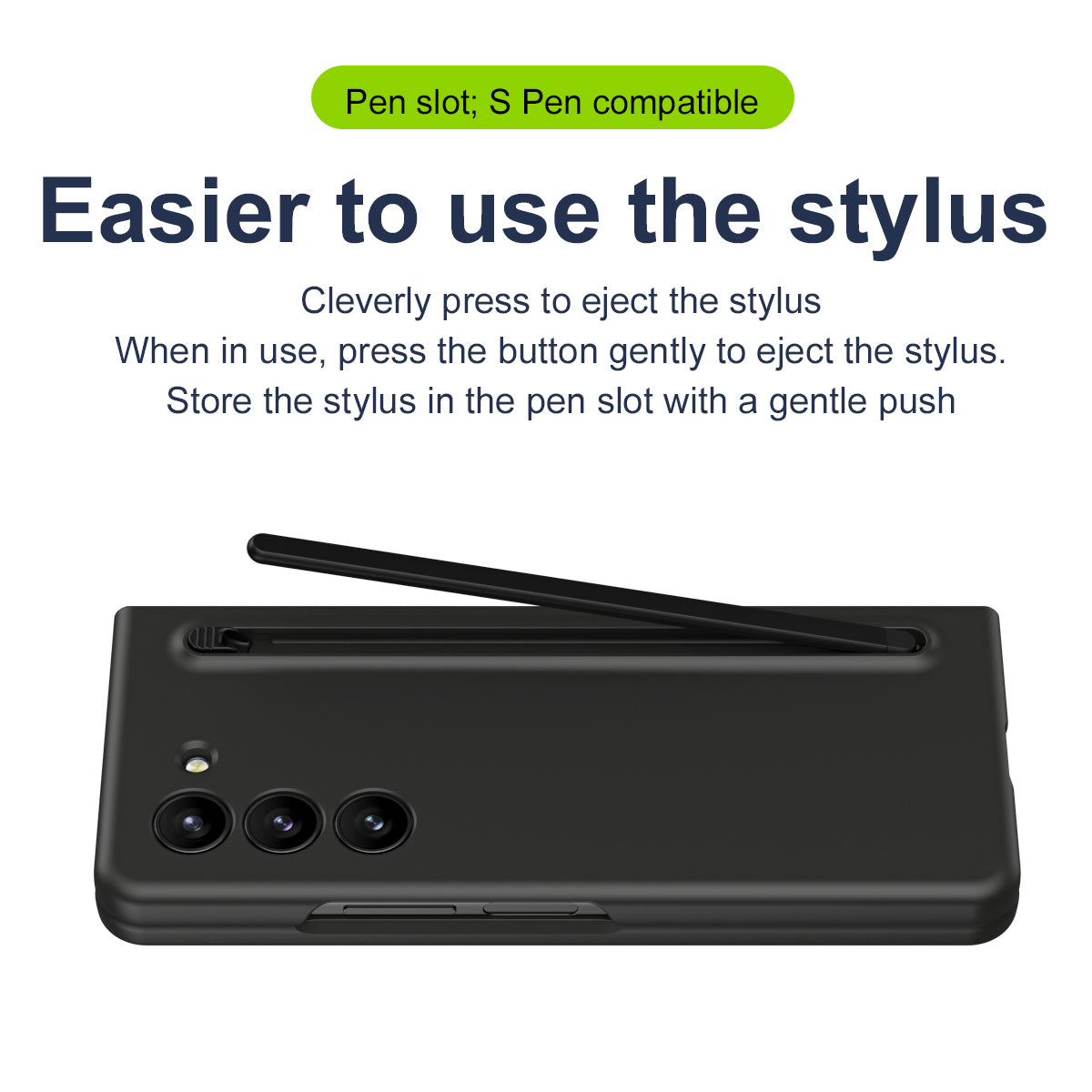 For Samsung Galaxy Z Fold6 5G Case Shockproof Phone Cover with Stylus / Tempered Glass Film - Black+Black Stylus