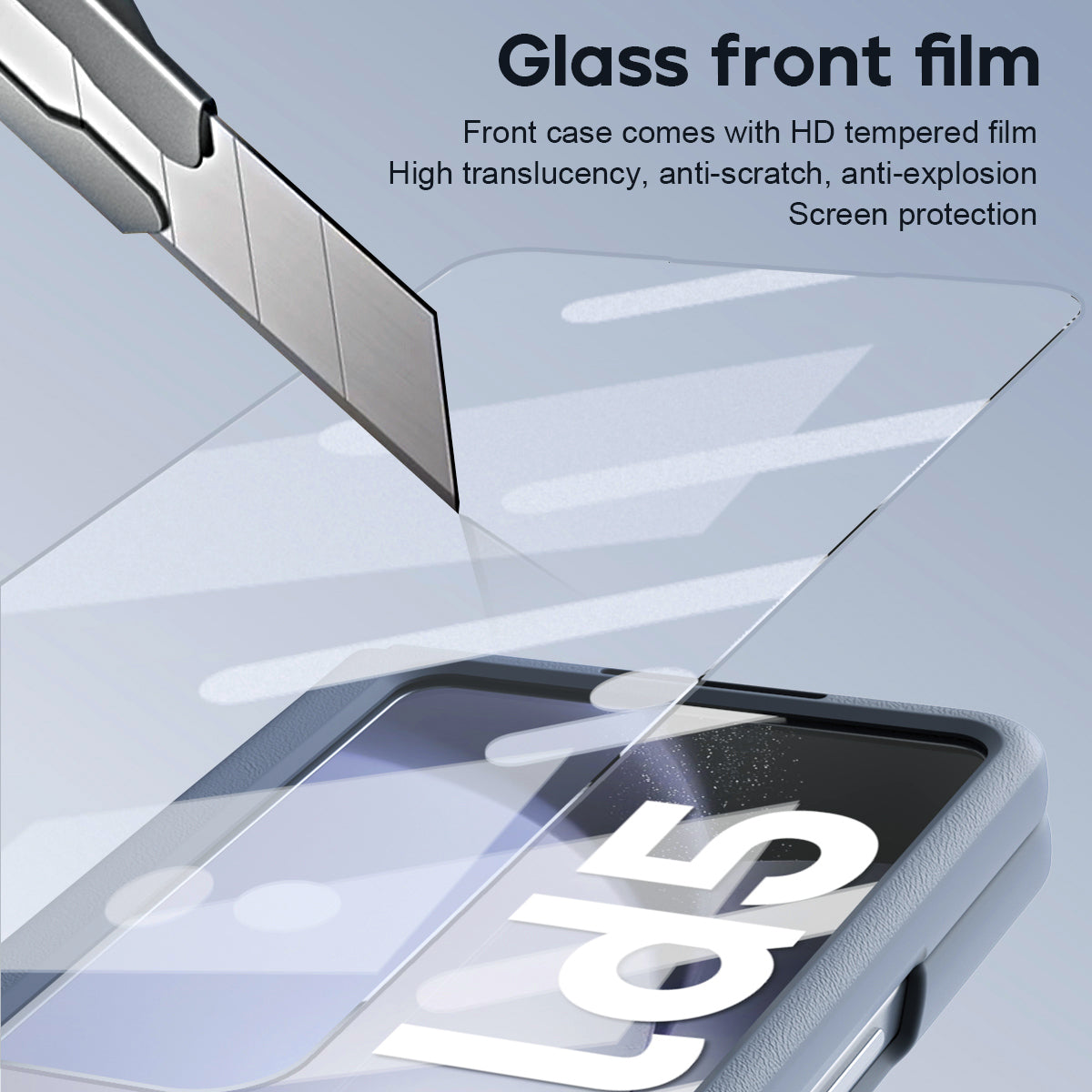 For Samsung Galaxy Z Fold6 5G Case Hinge Protection Leather Back Cover with Front Screen Film / Stylus - Baby Blue