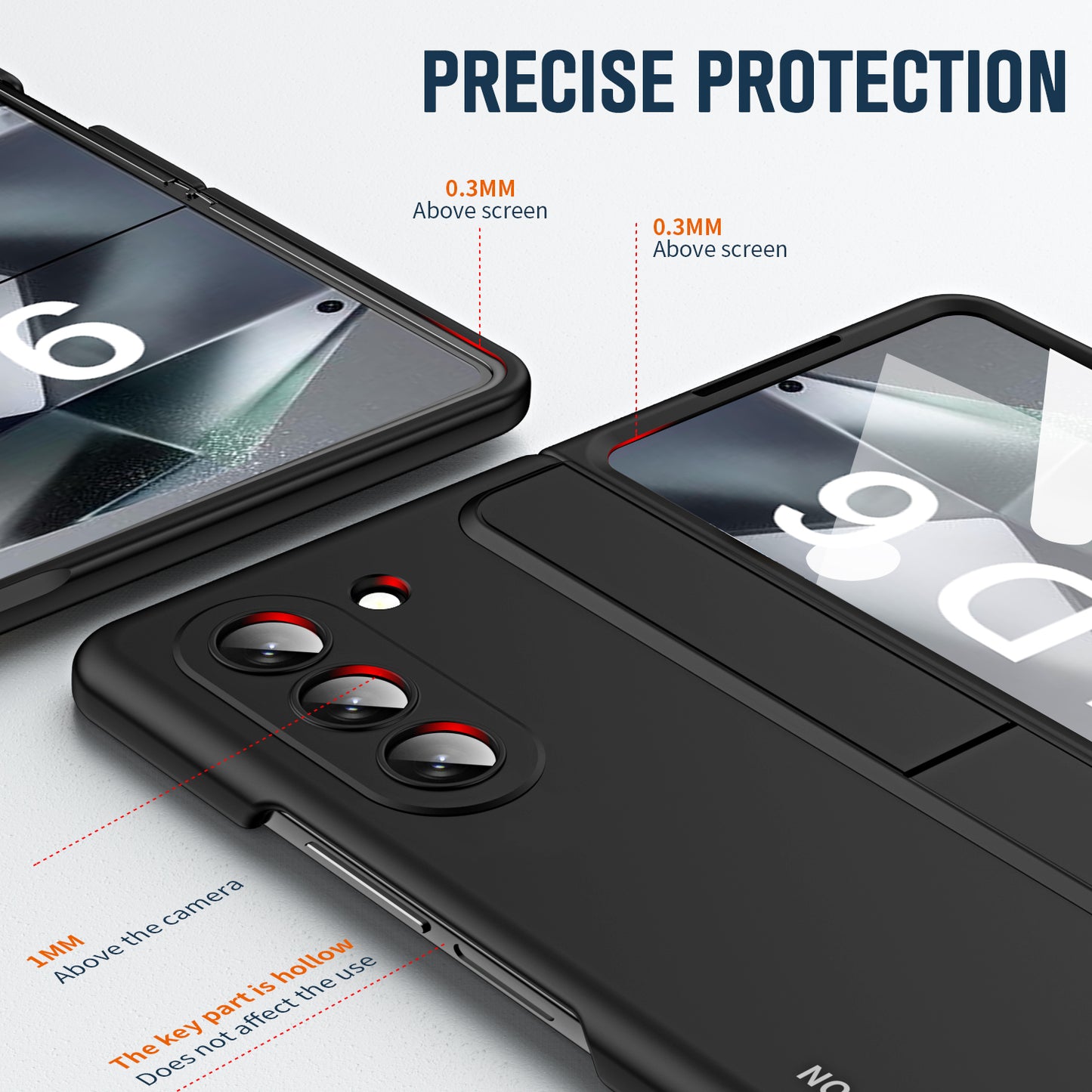 For Samsung Galaxy Z Fold6 5G Case Hidden Kickstand Hard PC Phone Cover with Screen Film / Stylus - Black