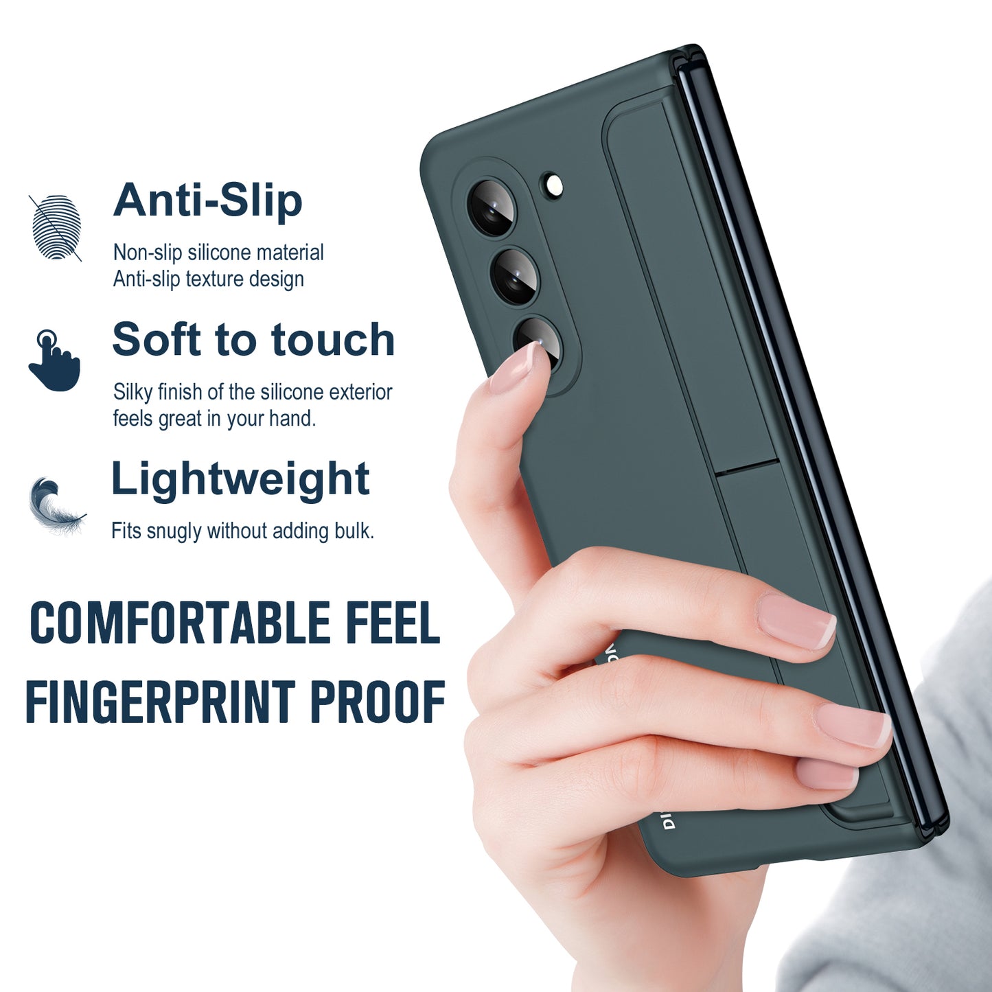 For Samsung Galaxy Z Fold6 5G Case Hidden Kickstand Hard PC Phone Cover with Screen Film / Stylus - Green