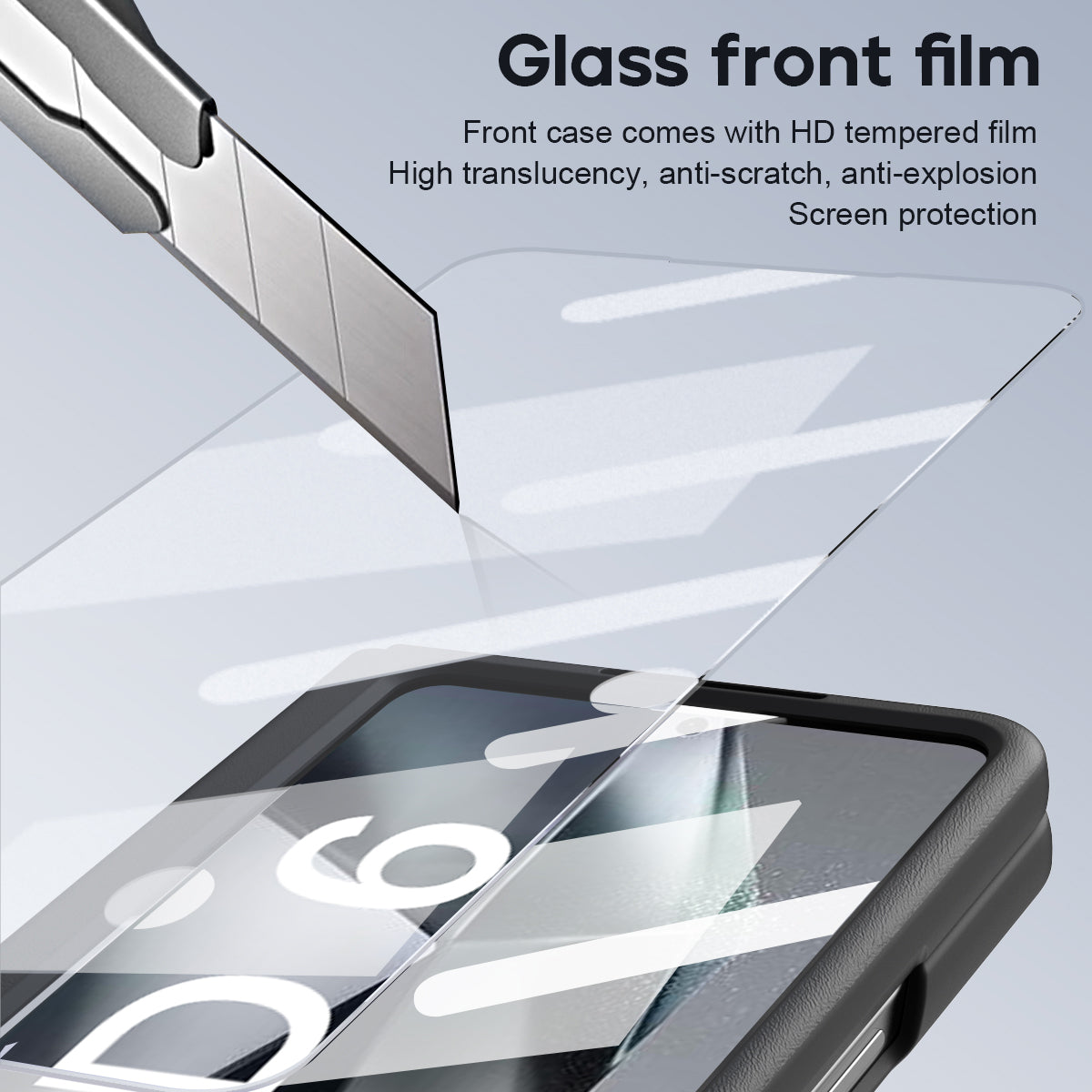 For Samsung Galaxy Z Fold6 5G Case Hinge Leather+PC Kickstand Phone Cover with Tempered Glass Film - Black